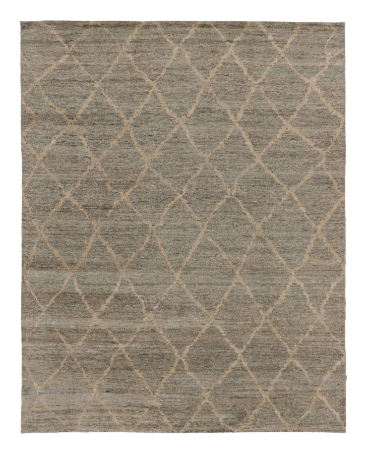 Rug & Kilim's Contemporary Rug in Gray & Taupe with Geometric Diamond Design