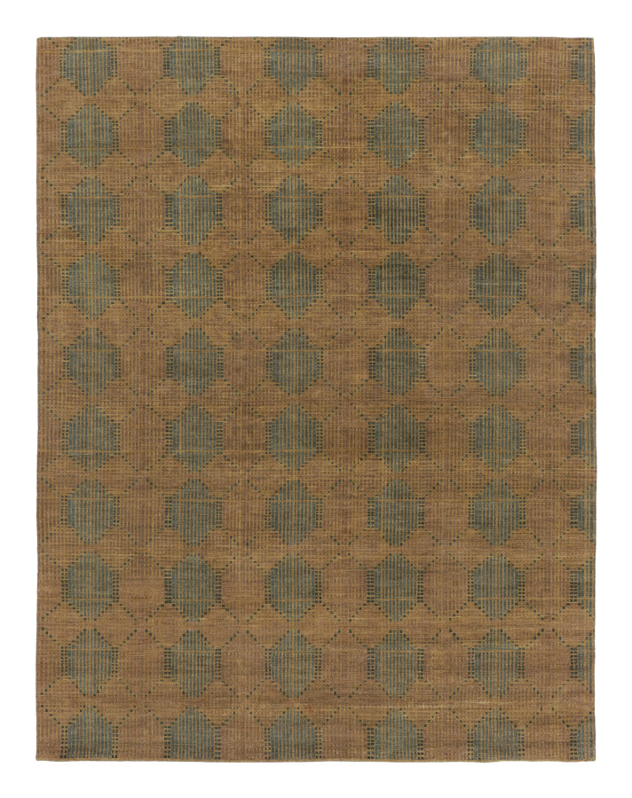 Rug & Kilim’s Contemporary Rug with Geometric Lattice in Brown Hues