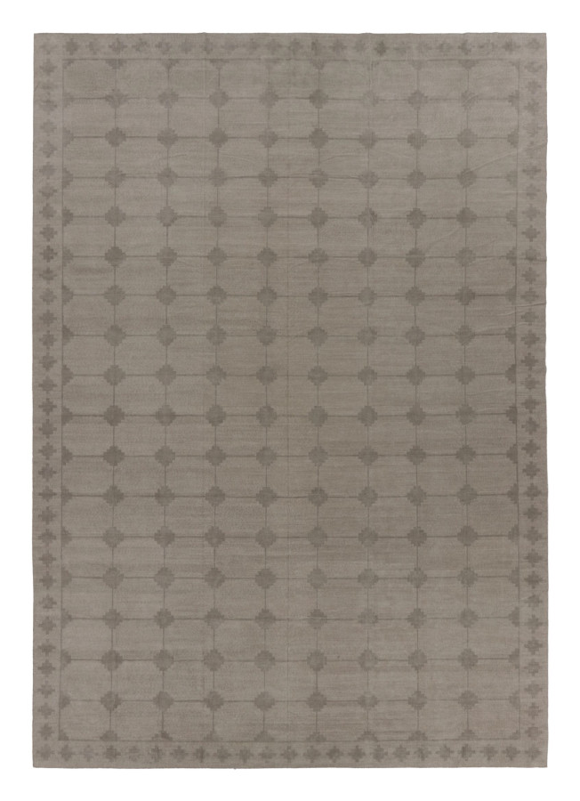 Rug & Kilim’s Oversized Contemporary Dhurrie in Gray & Taupe with Geometric Design