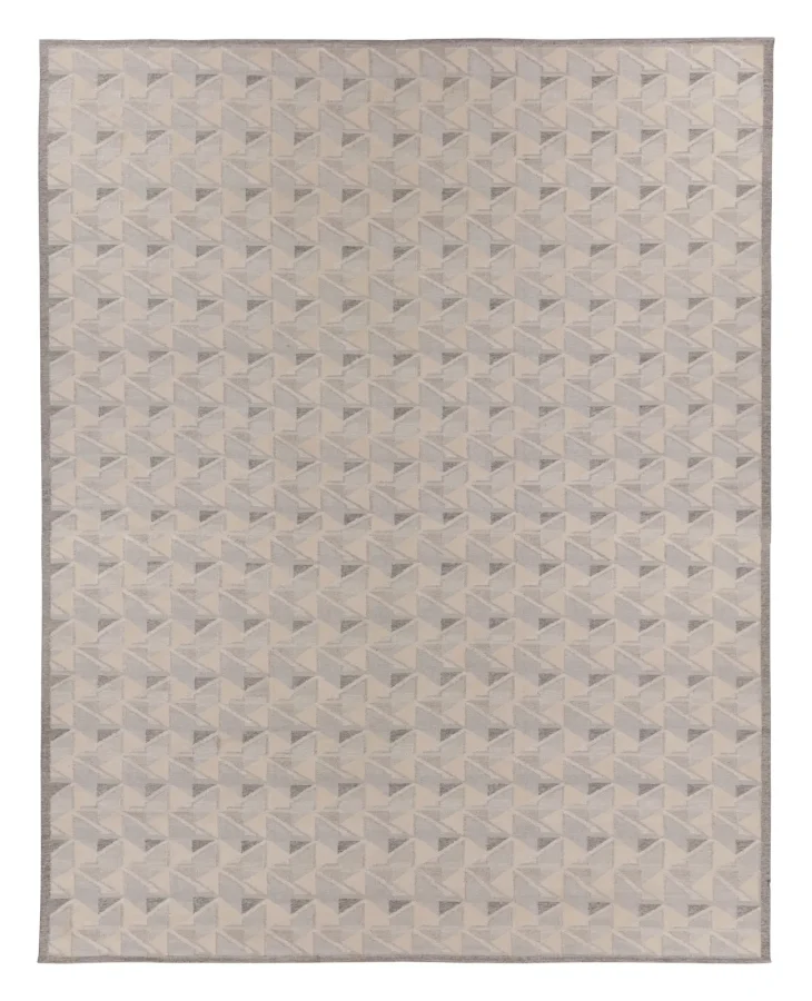 Rug & Kilim’s Oversized Contemporary Scandinavian Mohair Rug with Cubist Lattice