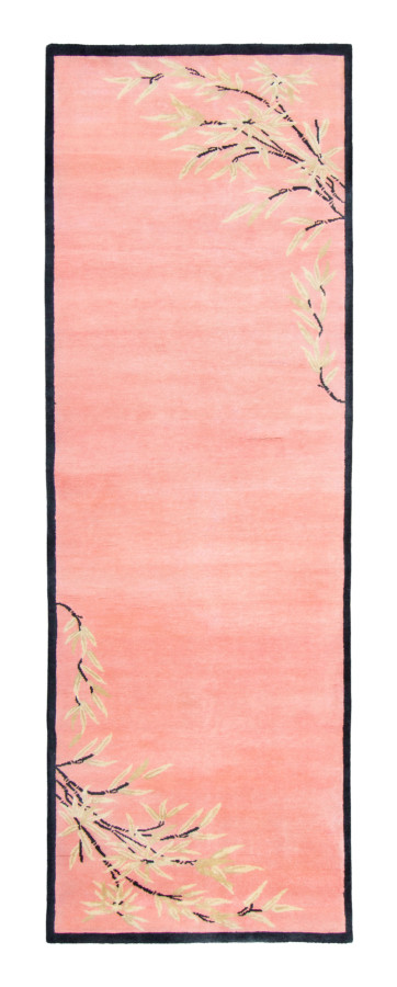 Rug & Kilim's Contemporary Chinese Deco Runner in Pink & Beige Florals