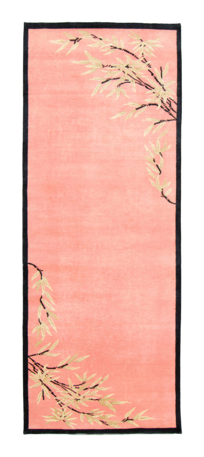 Rug & Kilim's Contemporary Chinese Deco Runner in Pink & Beige Florals