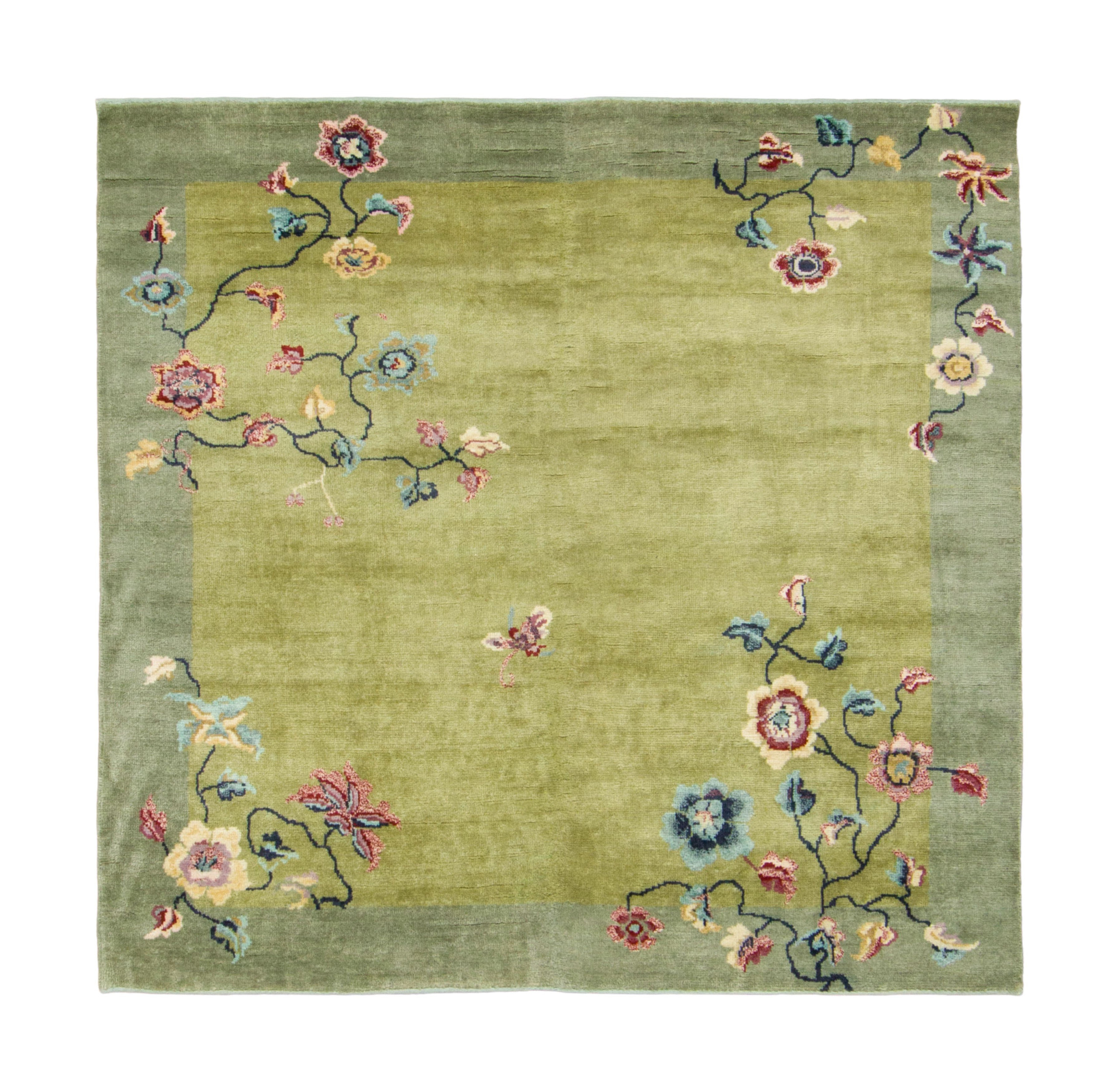 Contemporary Chinese Deco Square Rug