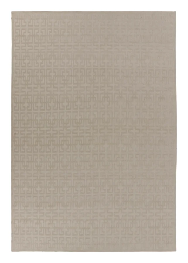 Rug & Kilim's Contemporary Rug with High-Low Sculpted Fretwork in Cream & Ivory