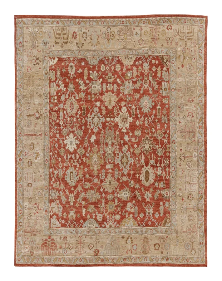 Rug & Kilim's Oversized Contemporary Oushak Rug in Terracotta & Beige Floral