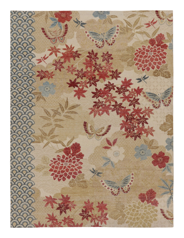 Rug & Kilim's Contemporary Japanese Distressed Rug with Seigaiha Wave Design
