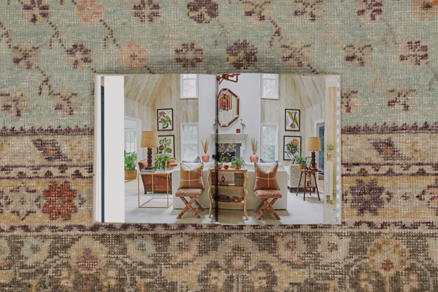 Distressed Ghiordes Rug