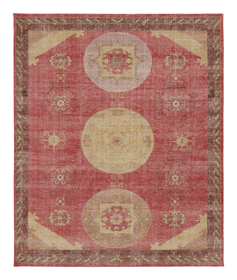 Rug & Kilim's Modern Classics Distressed Khotan Rug in Crimson & Cream