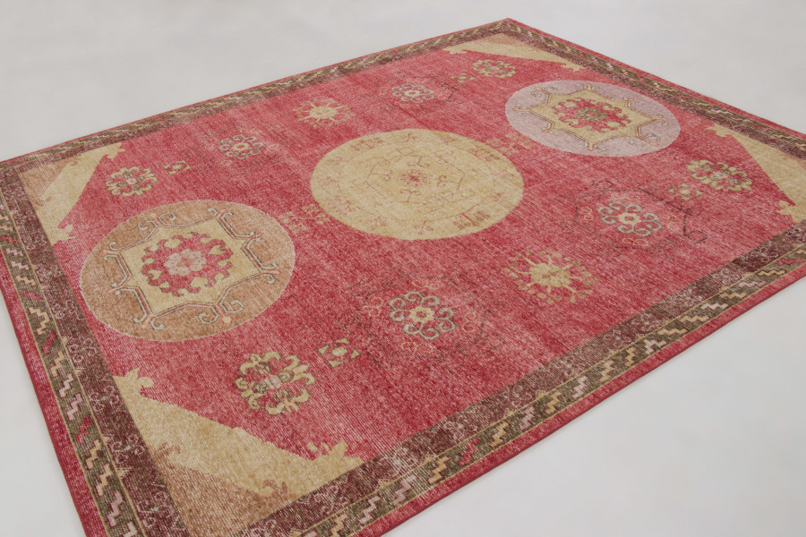 Hover image of Rug & Kilim's Modern Classics Distressed Khotan Rug in Crimson & Cream