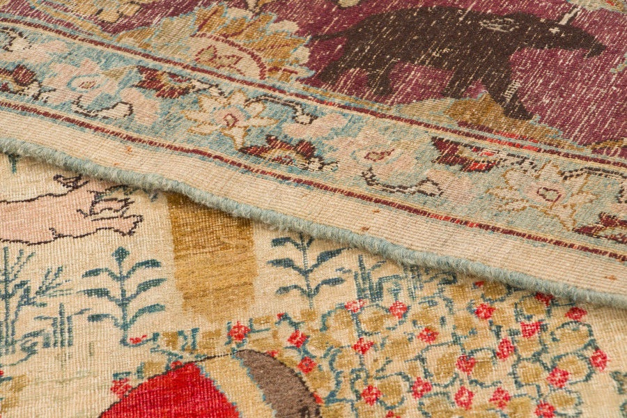 Antique Agra Animal Pictorial Rug