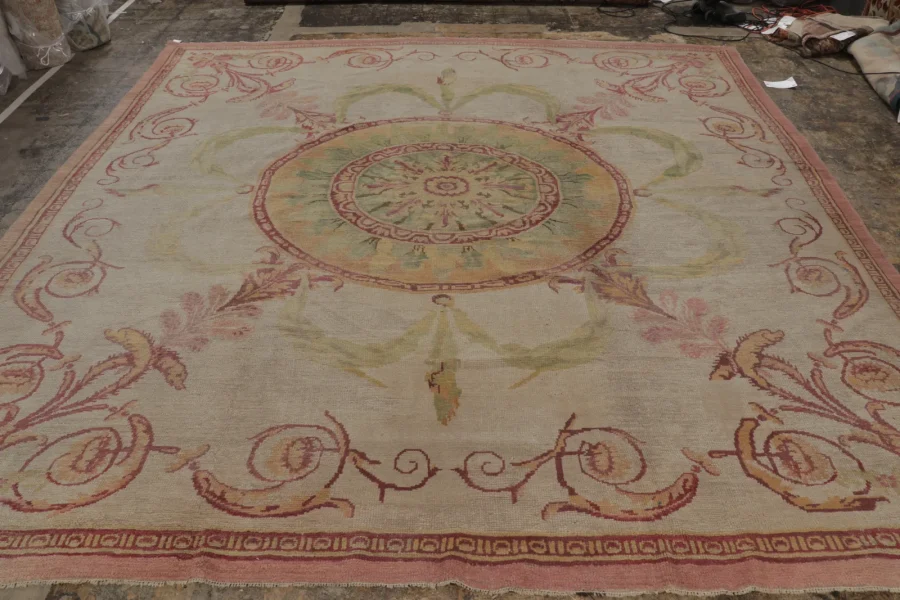 Antique Aubusson Medallion Rug