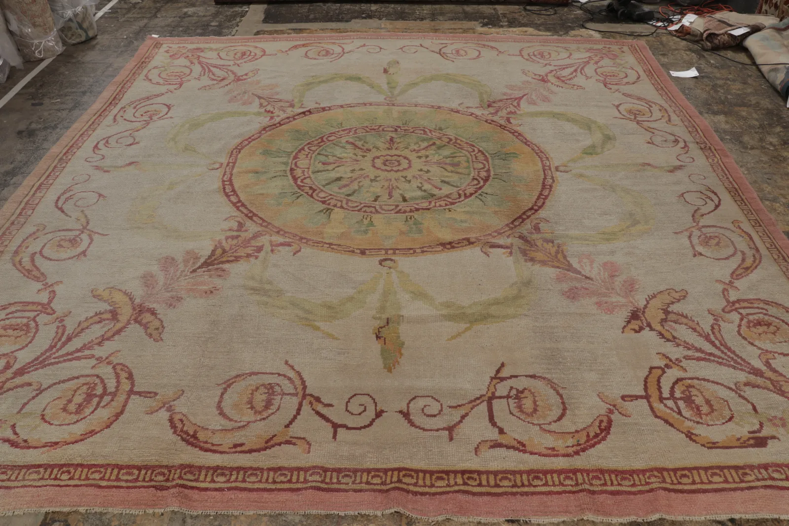 Antique Aubusson Medallion Rug