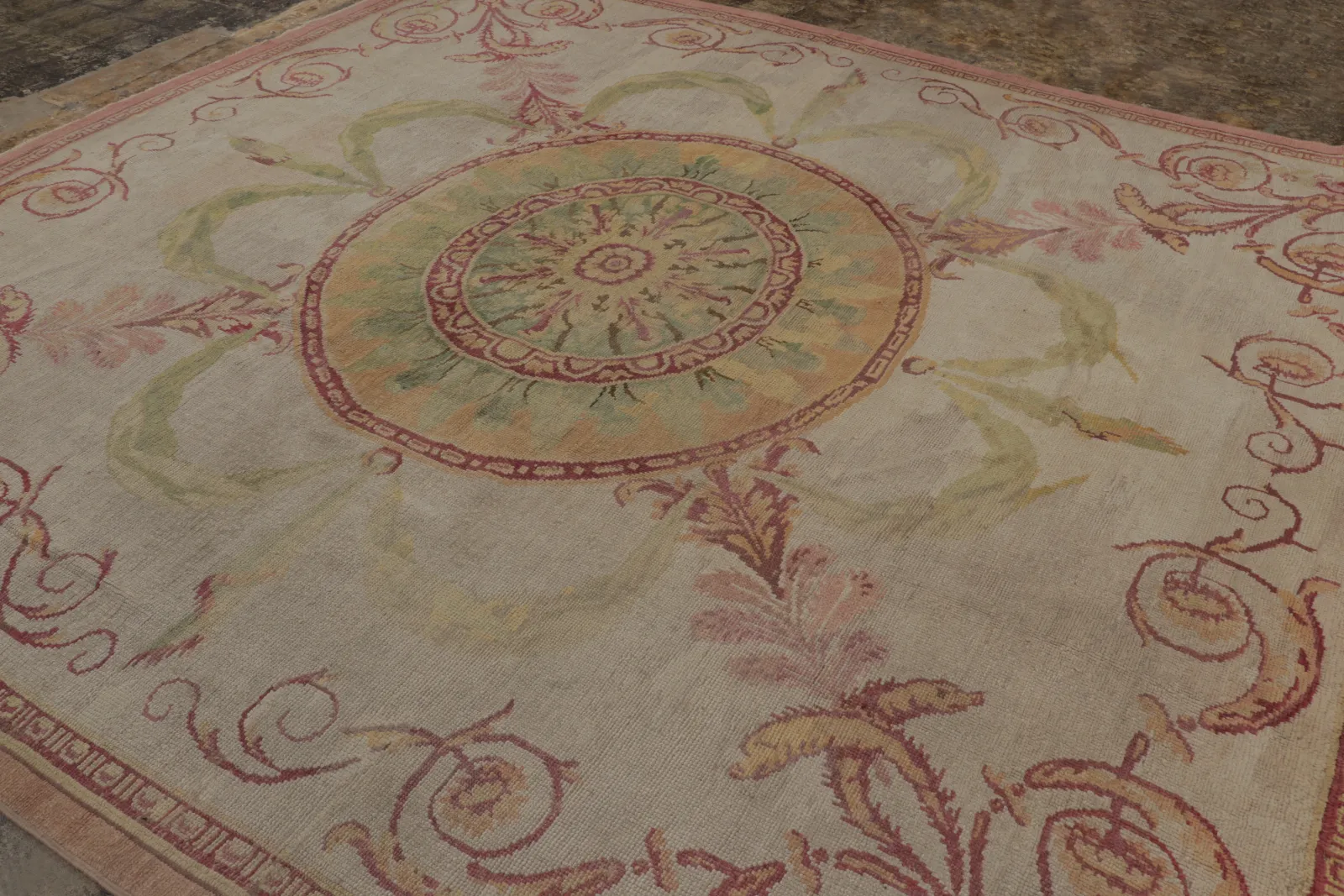 Antique Aubusson Medallion Rug