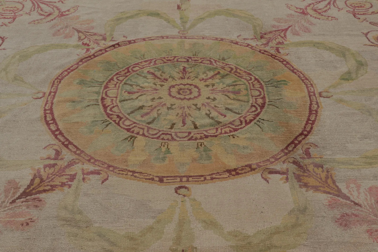 Antique Aubusson Medallion Rug