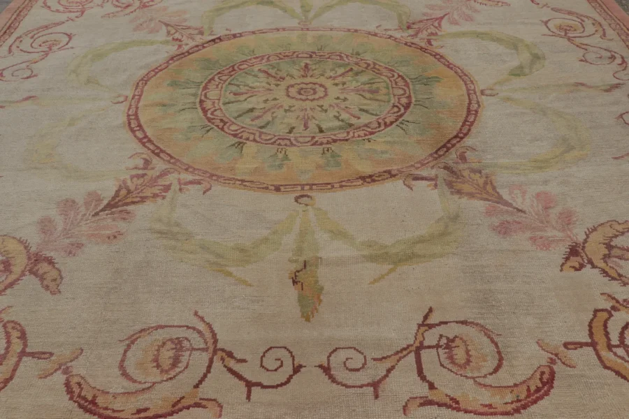 Antique Aubusson Medallion Rug
