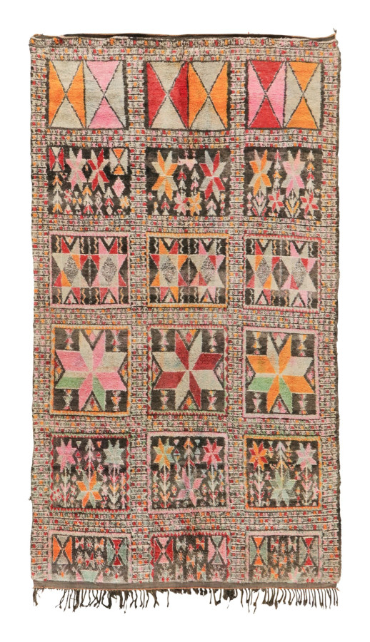 Vintage Moroccan Berber Rug with Colorful Star Designs - Rug & Kilim