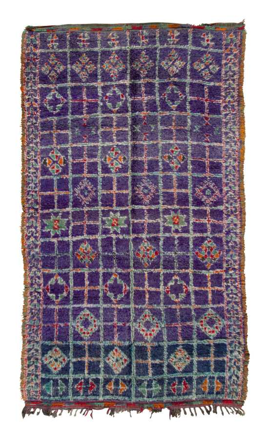 Vintage Moroccan Berber Rug with Diamonds & Stars in Jewel Tones - Rug & Kilim
