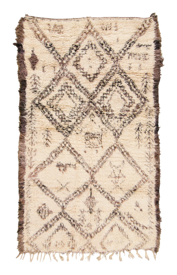 Vintage Moroccan Berber Rug with Diamond Lattice in Cream & Brown - Rug & Kilim