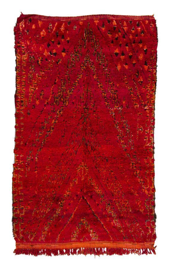 Vintage Moroccan Berber Shag Rug with Geometric Design in Red Hues - Rug & Kilim