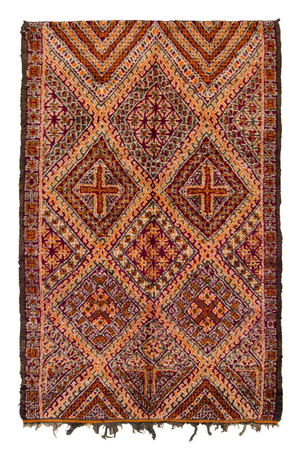 Vintage Moroccan Berber Rug with Intricate Diamond Grid in Warm Hues - Rug & Kilim