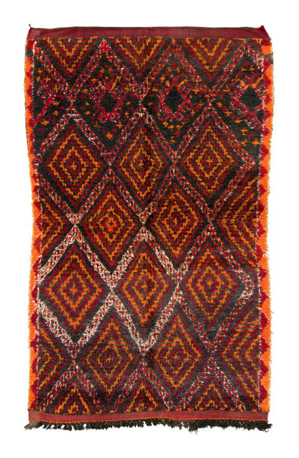 Vintage Moroccan Berber Rug with Diamond Lattice in Red - Rug & Kilim