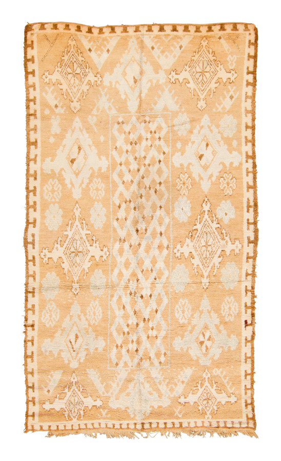 Vintage Moroccan Berber Rug with Diamond Lattice in Ivory & Beige - Rug & Kilim