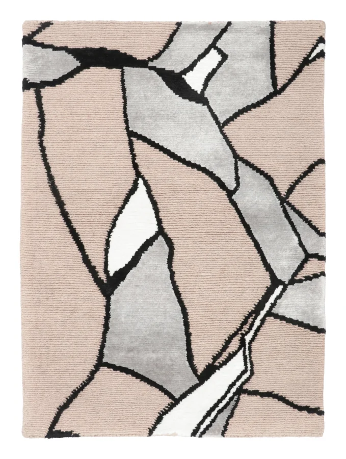 Rug & Kilim's Contemporary Geometric Rug with Abstract Design in Beige & Black