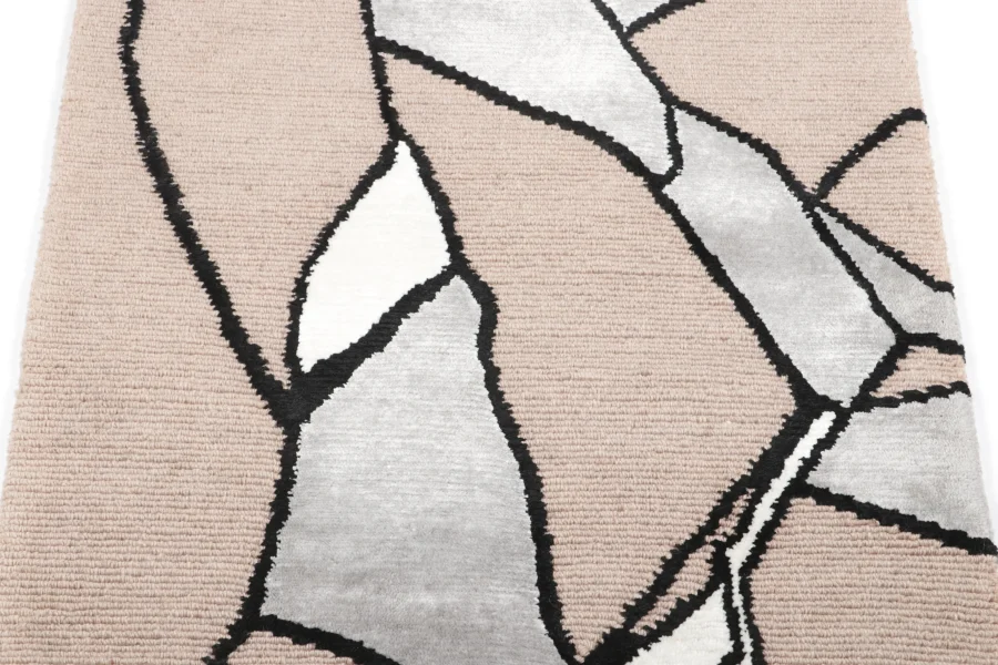 Hover image of Rug & Kilim's Contemporary Geometric Rug with Abstract Design in Beige & Black