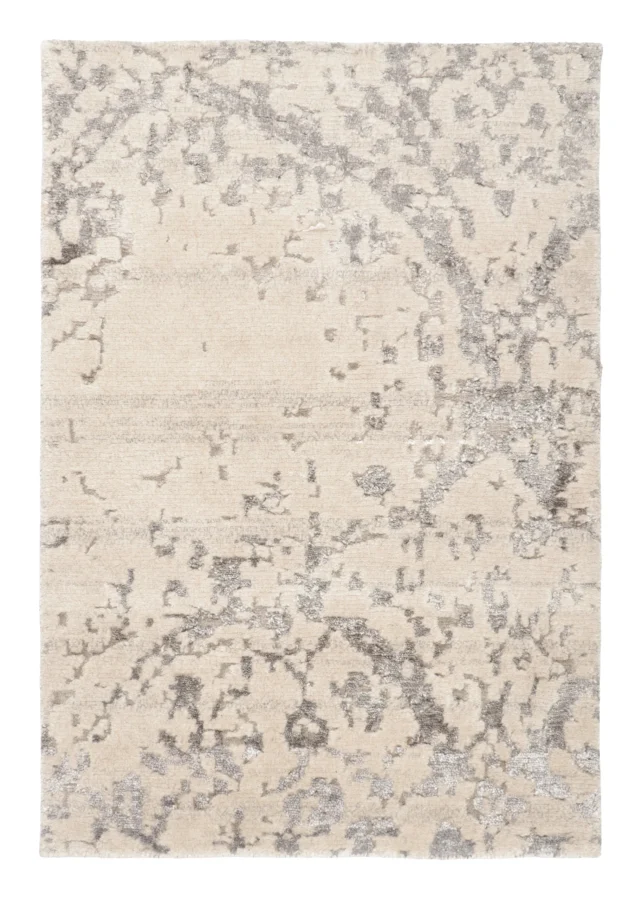 Rug & Kilim's Contemporary High-Low Geometric Gift-Sized Rug in Beige & Gray