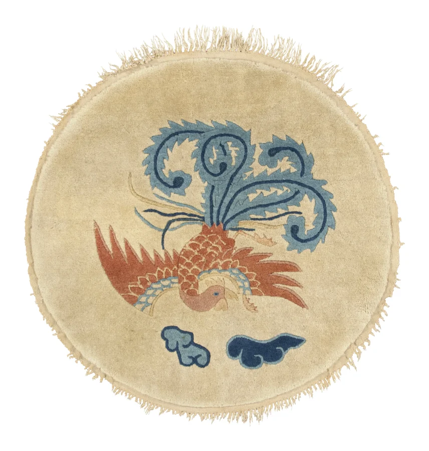 Antique Chinese Peking Circle Gift-Sized Rug with Phoenix Motif - Rug & Kilim