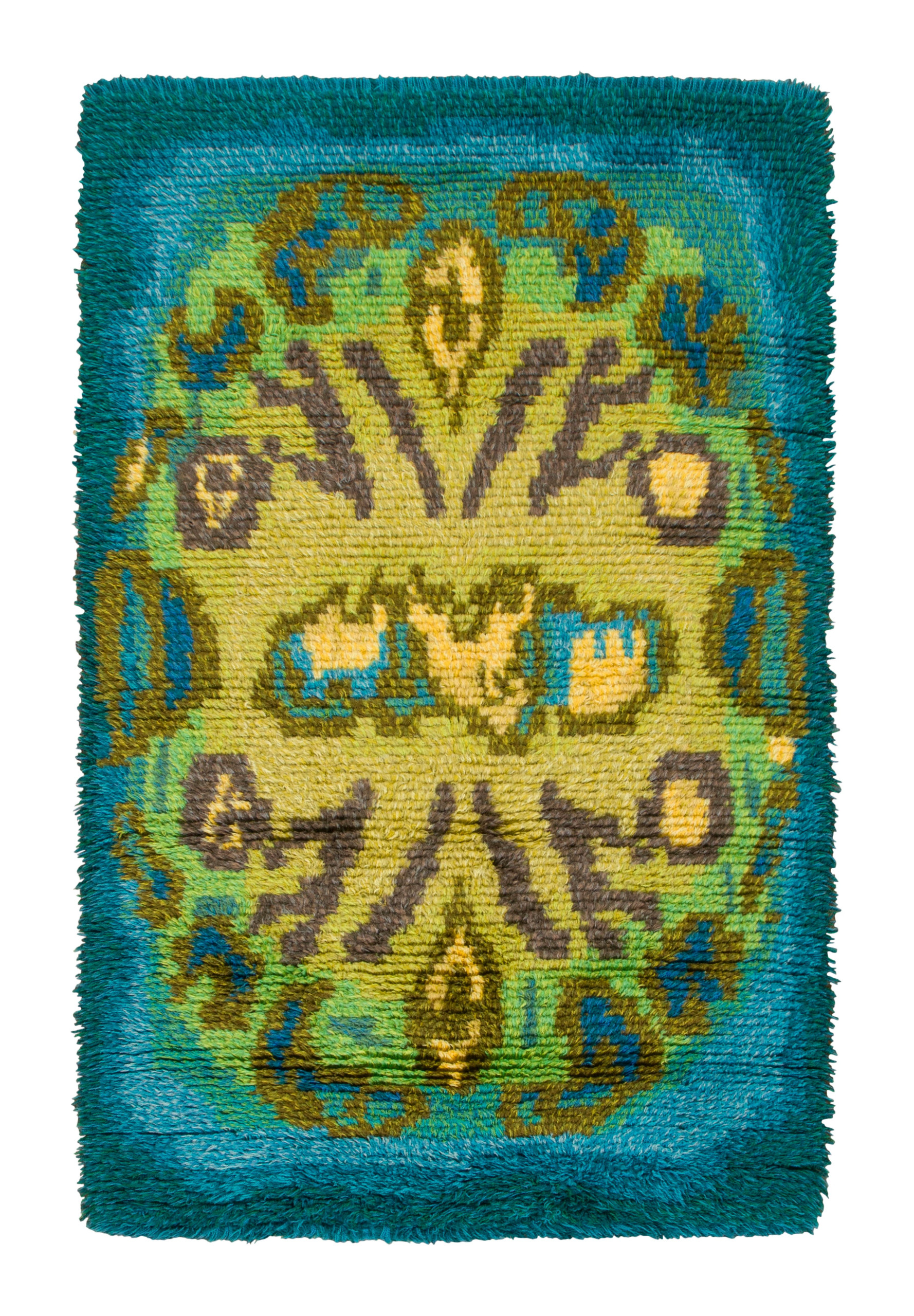 Vintage Swedish Scandinavian Rya Rug