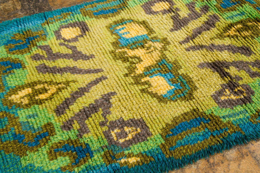Vintage Swedish Scandinavian Rya Rug