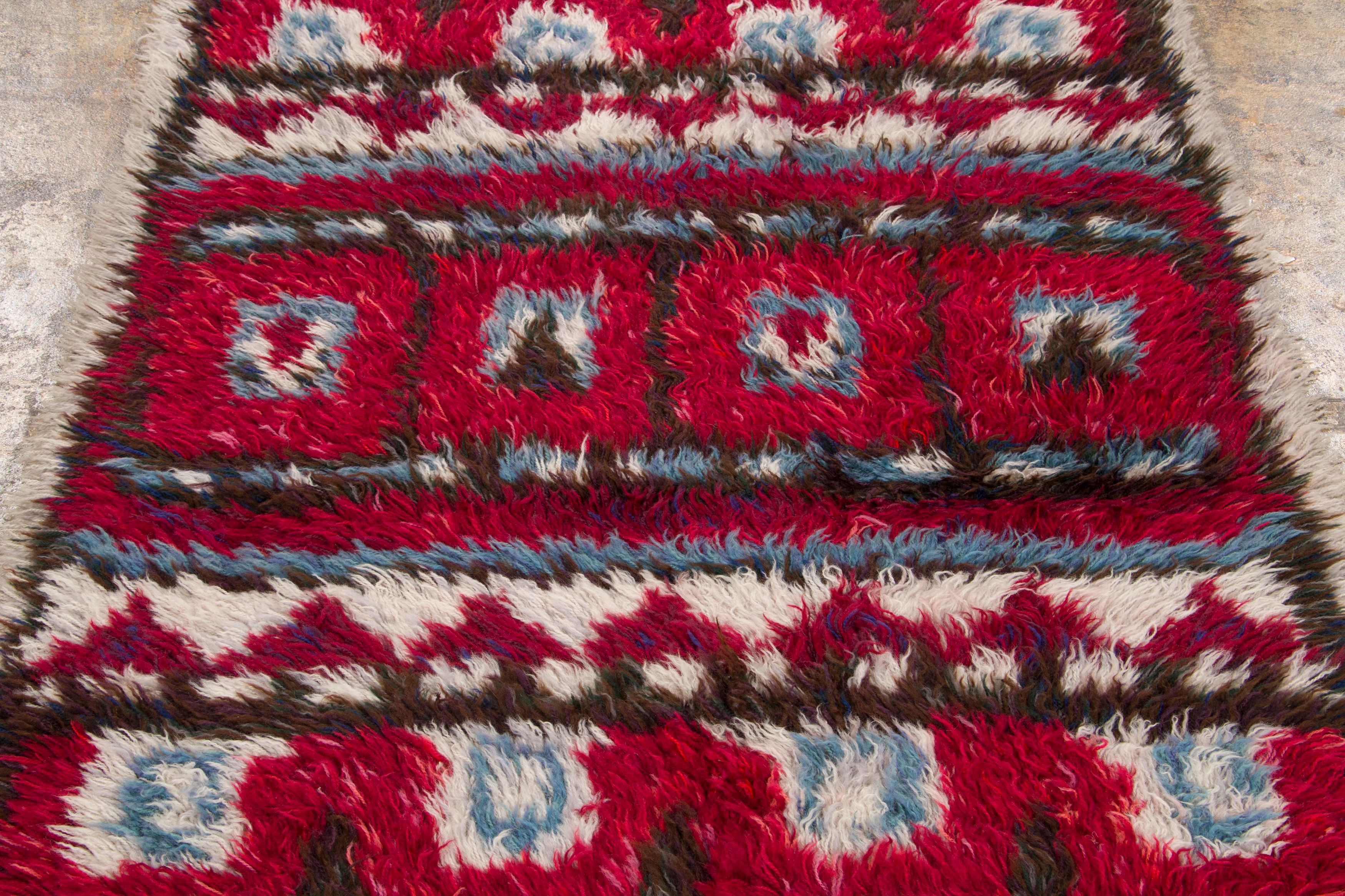 Vintage Swedish Scandinavian Rya Rug