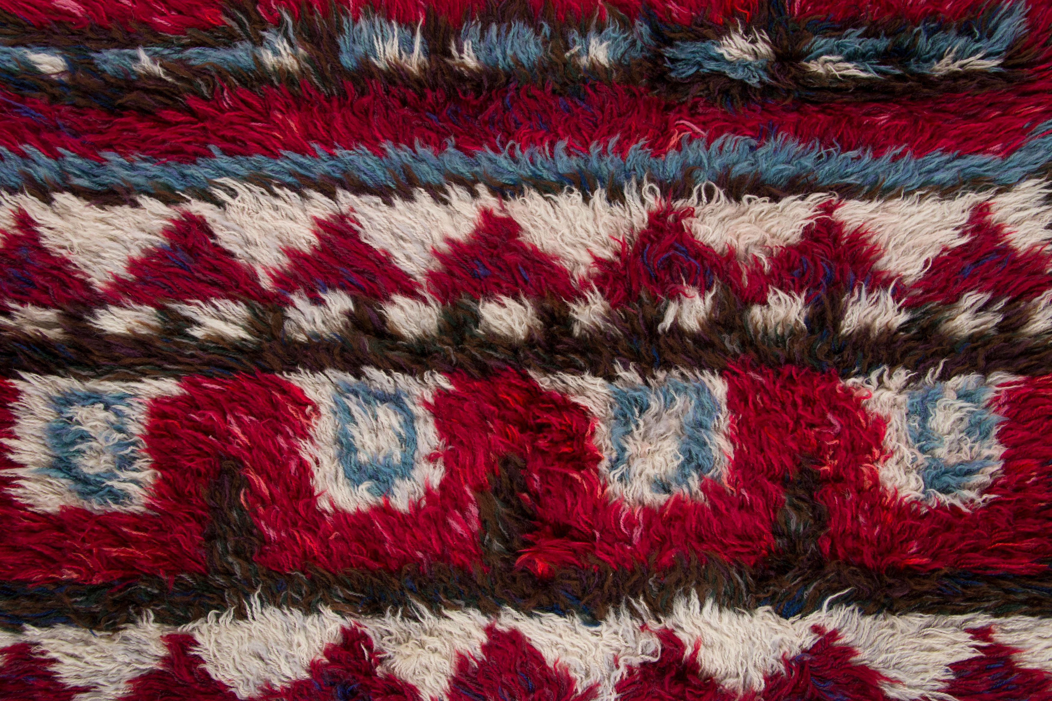 Vintage Swedish Scandinavian Rya Rug