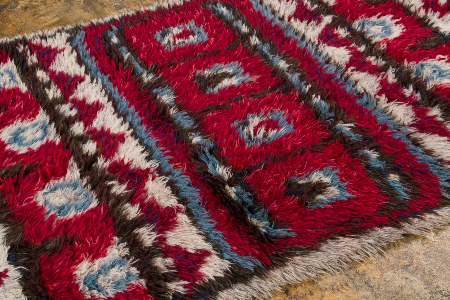 Vintage Swedish Scandinavian Rya Rug