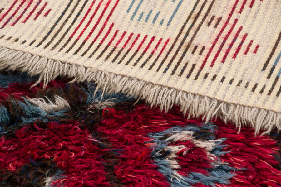 Vintage Swedish Scandinavian Rya Rug