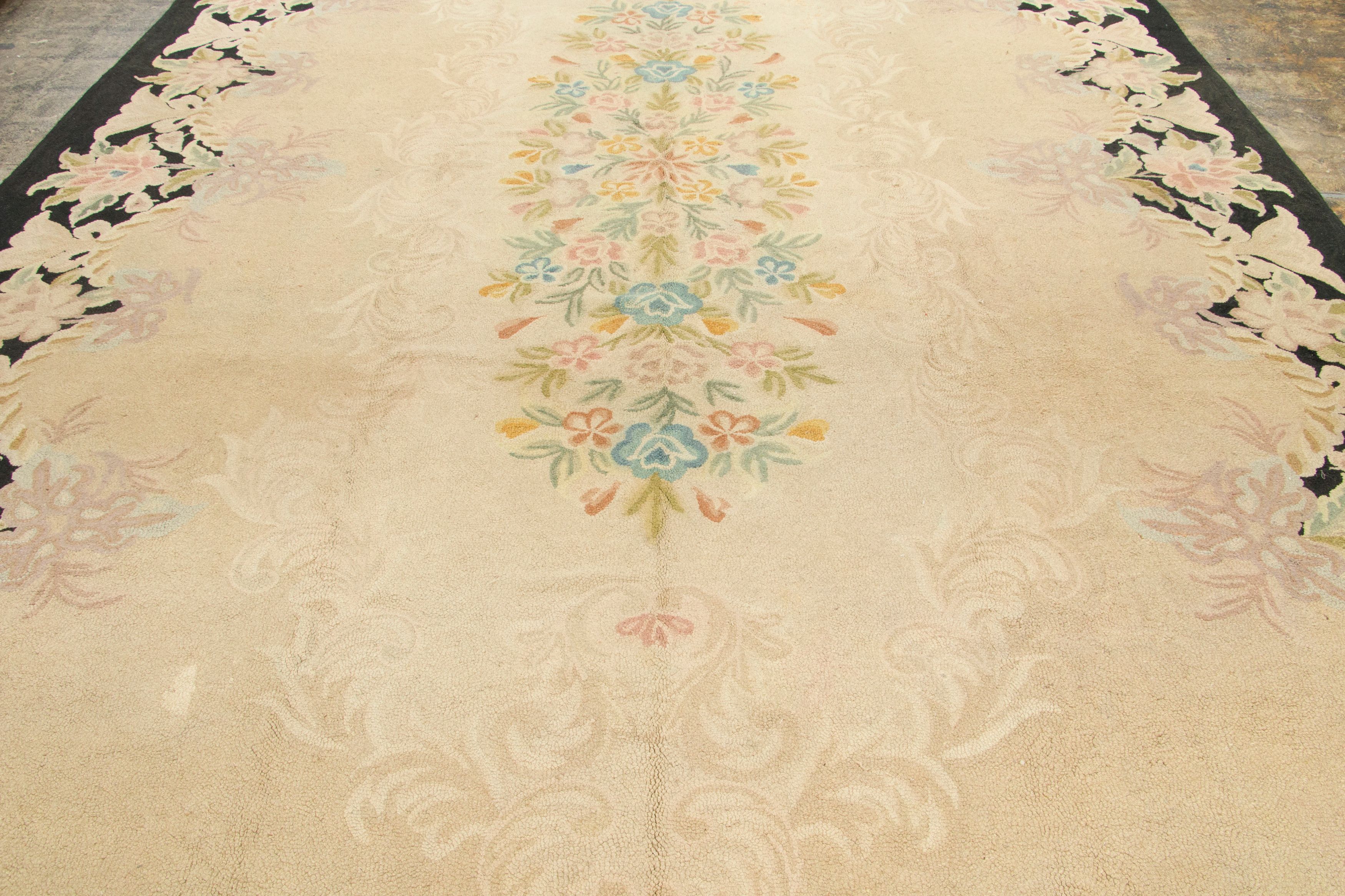 Oversized Vintage Hooked Floral Runner