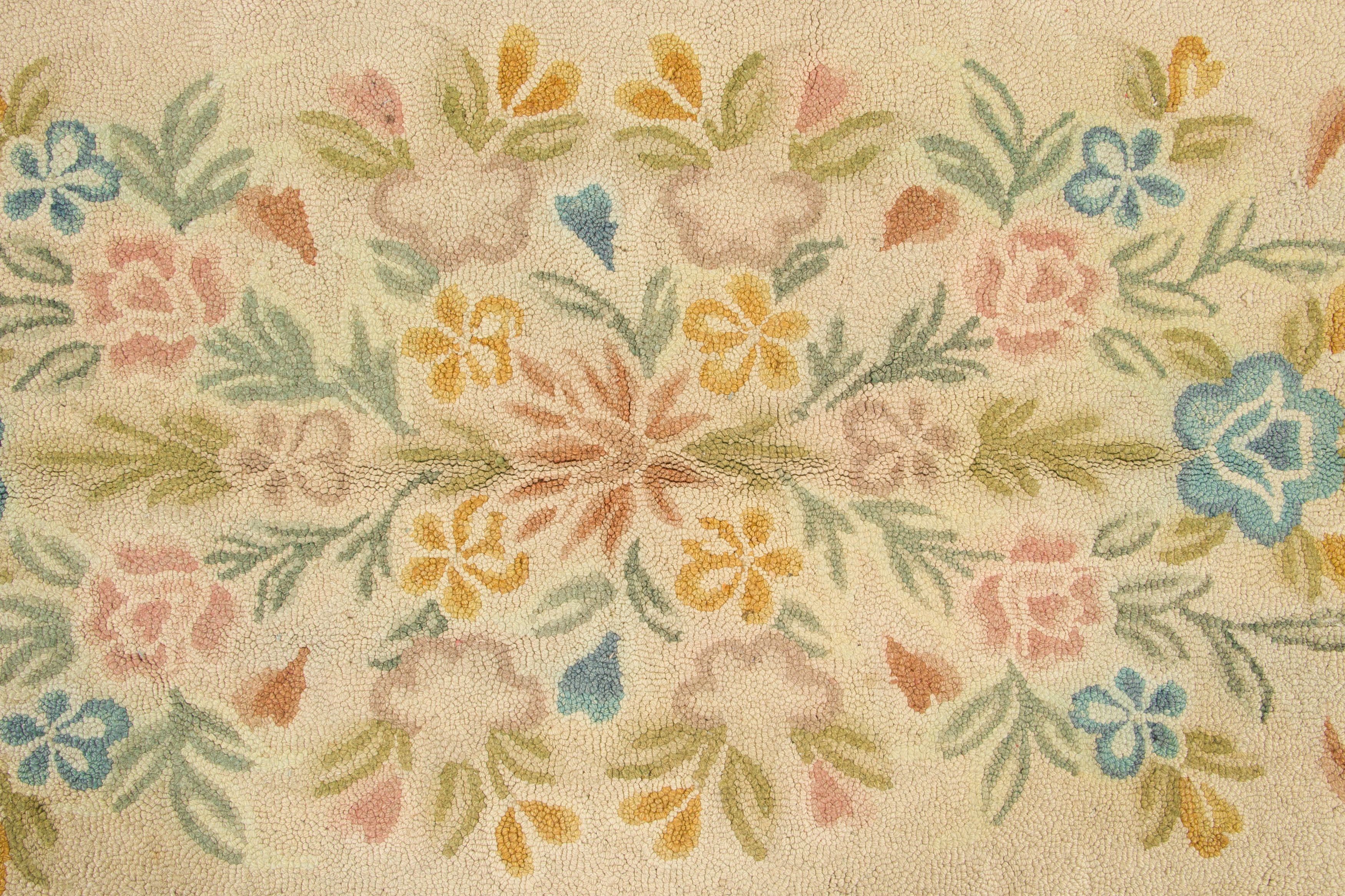 Oversized Vintage Hooked Floral Runner