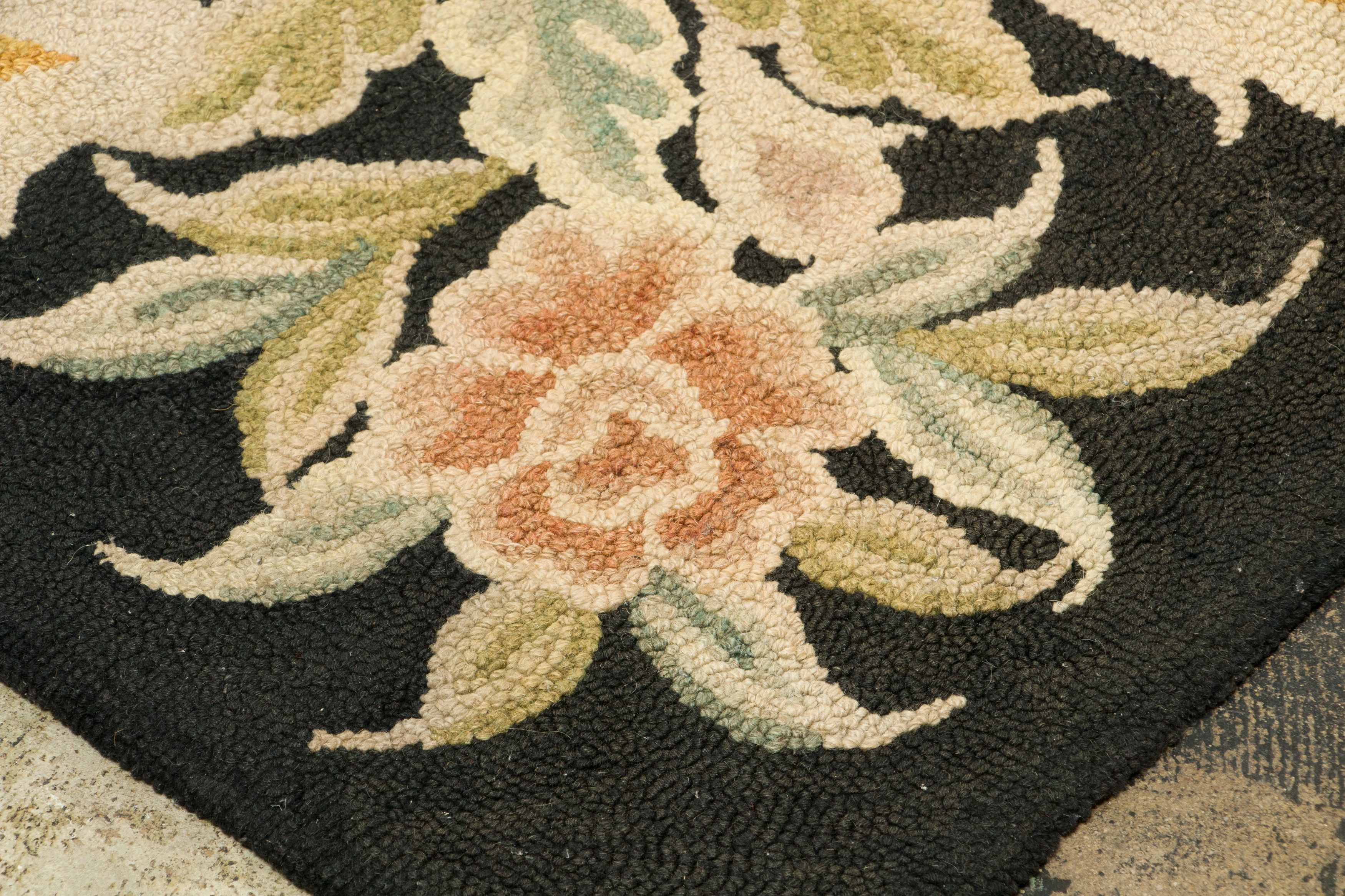 Oversized Vintage Hooked Floral Runner