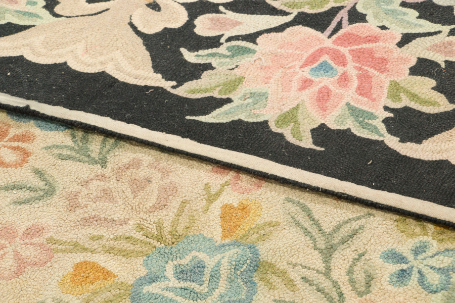 Oversized Vintage Hooked Floral Runner