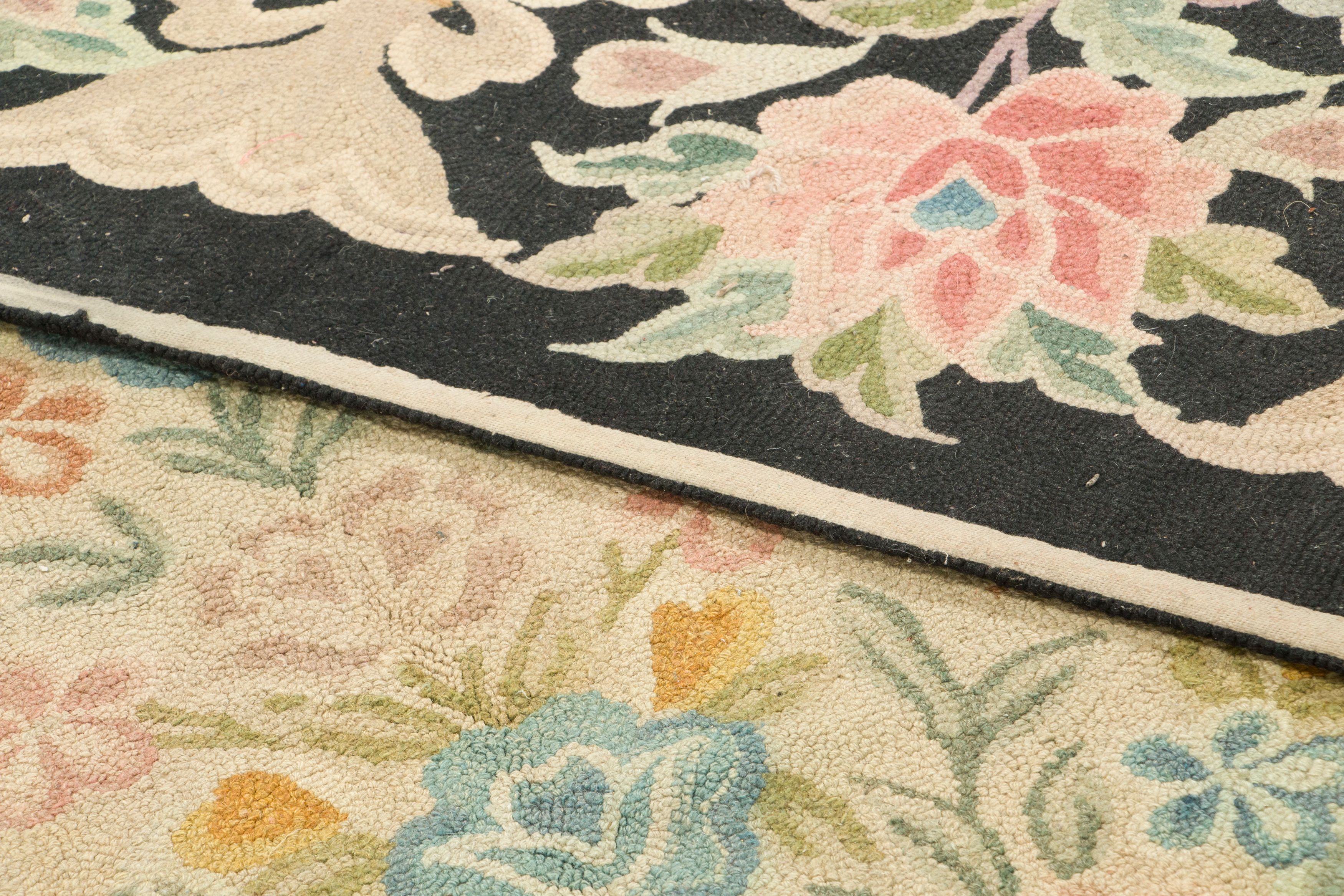 Oversized Vintage Hooked Floral Runner