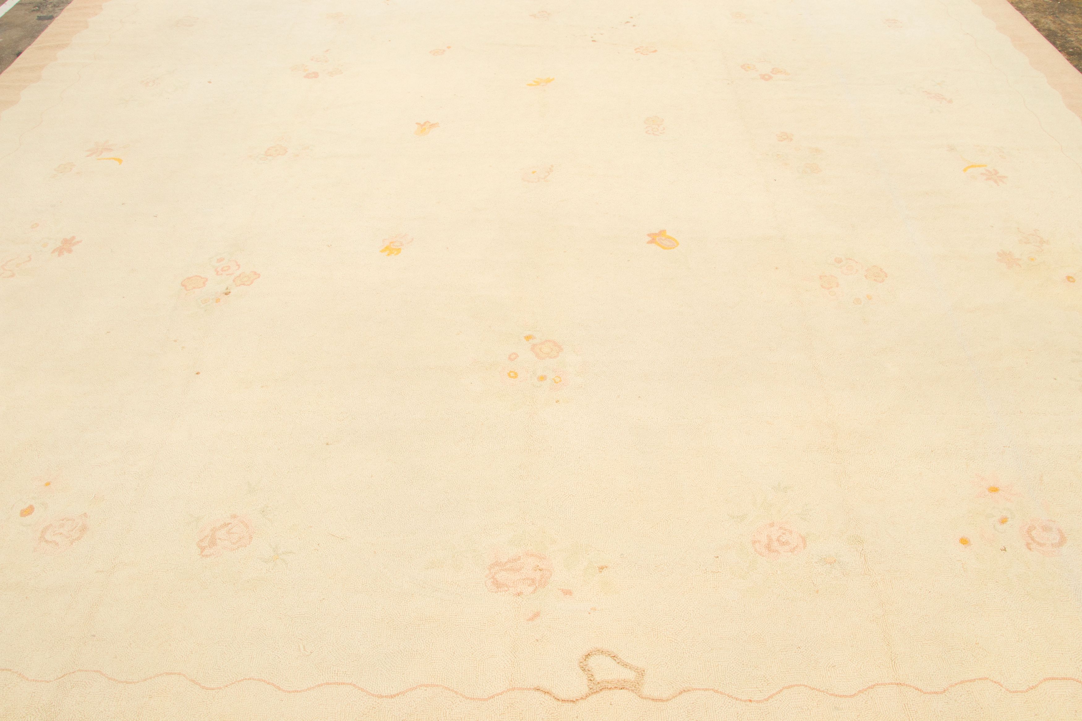 Vintage Hooked Floral Rug