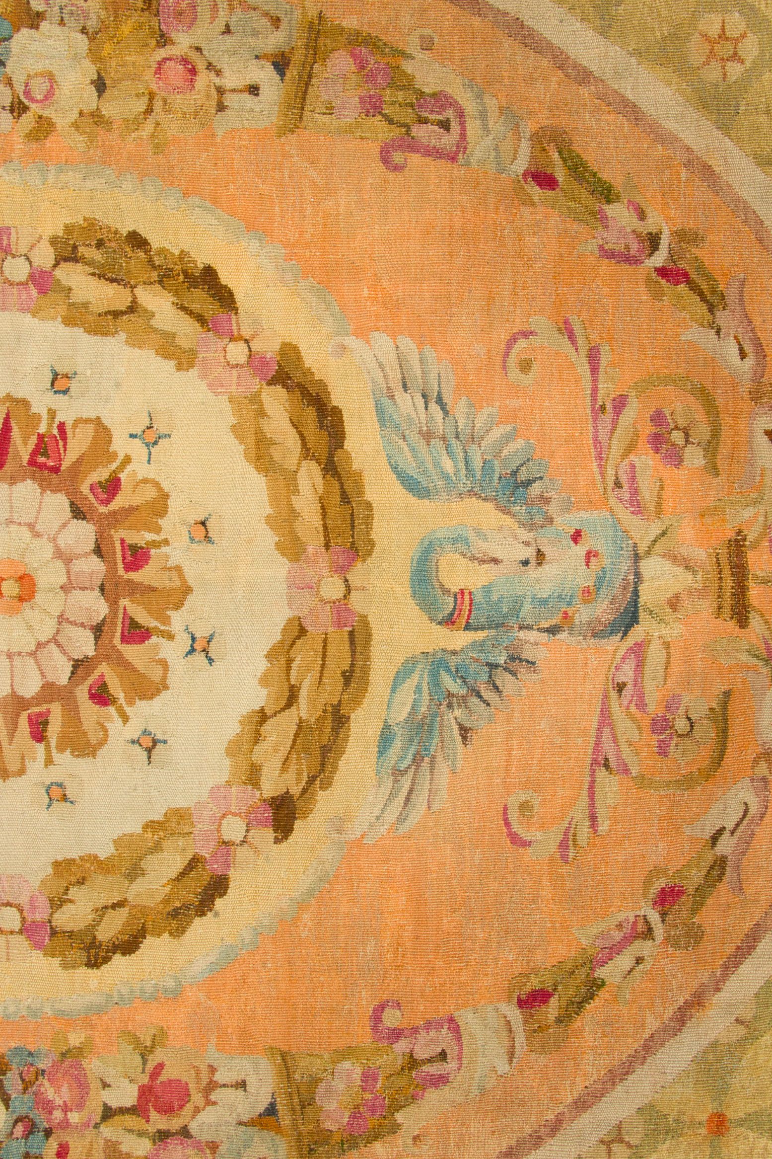 Oversized Antique Aubusson Floral Rug