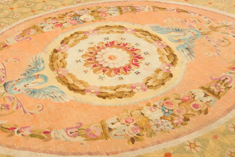 Oversized Antique Aubusson Floral Rug