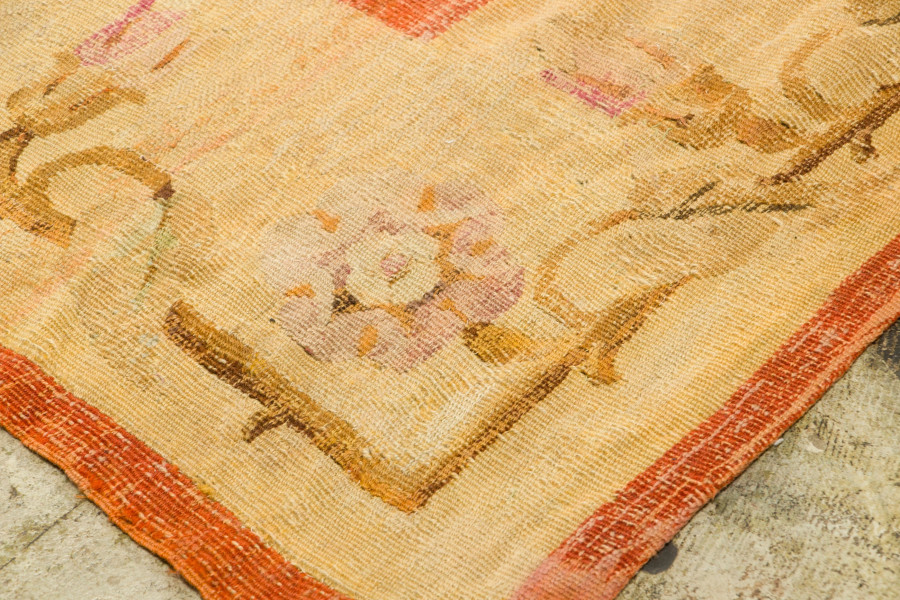 Oversized Antique Aubusson Floral Rug