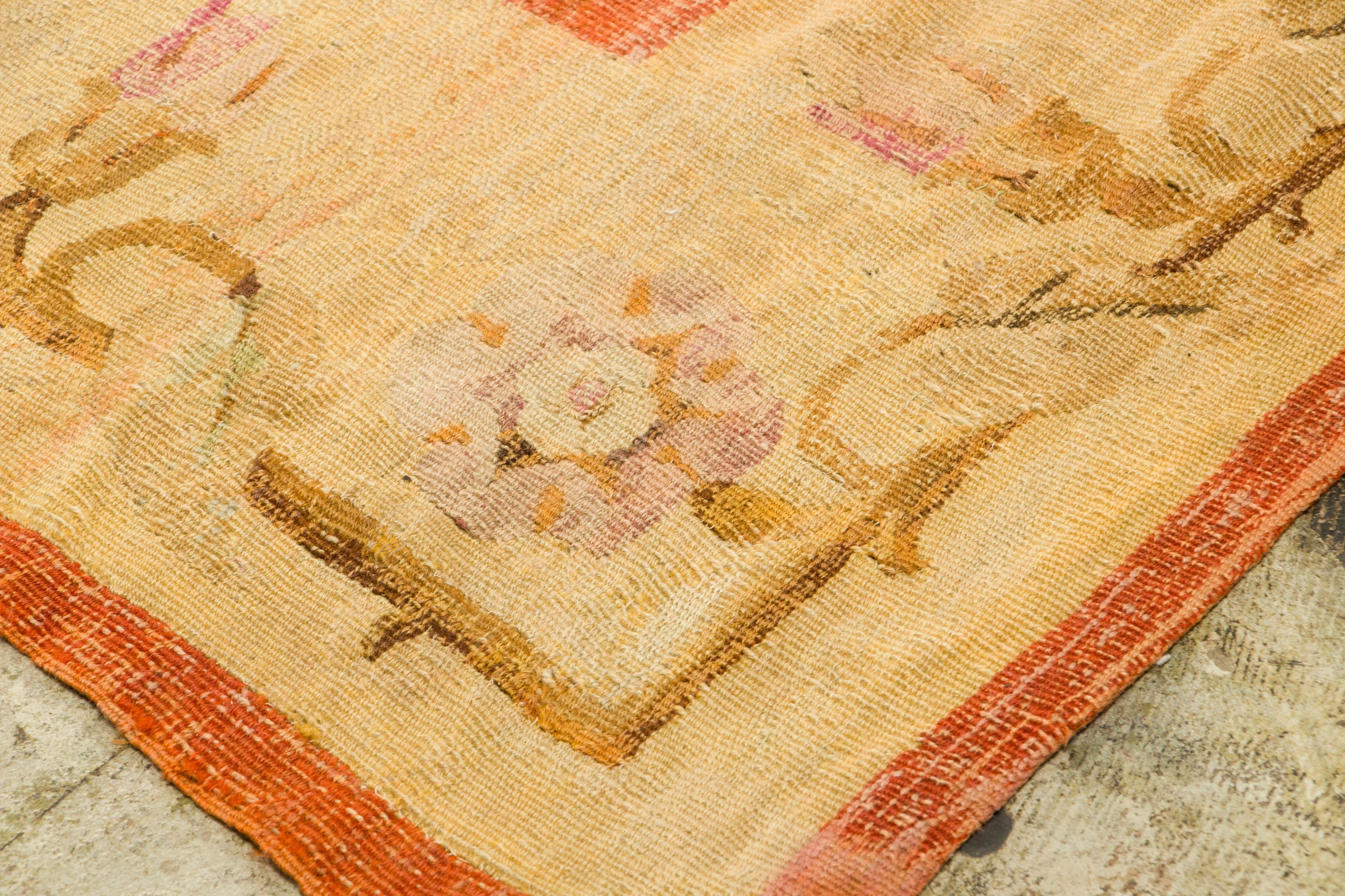 Oversized Antique Aubusson Floral Rug