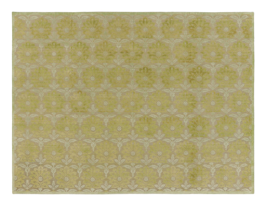 Rug & Kilim’s Contemporary Block Print Custom Rug in Chartreuse & Beige