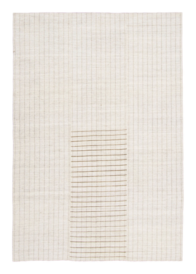Vintage Kilim Rug with Stripes in Soft Cream & Brown - Rug & Kilim