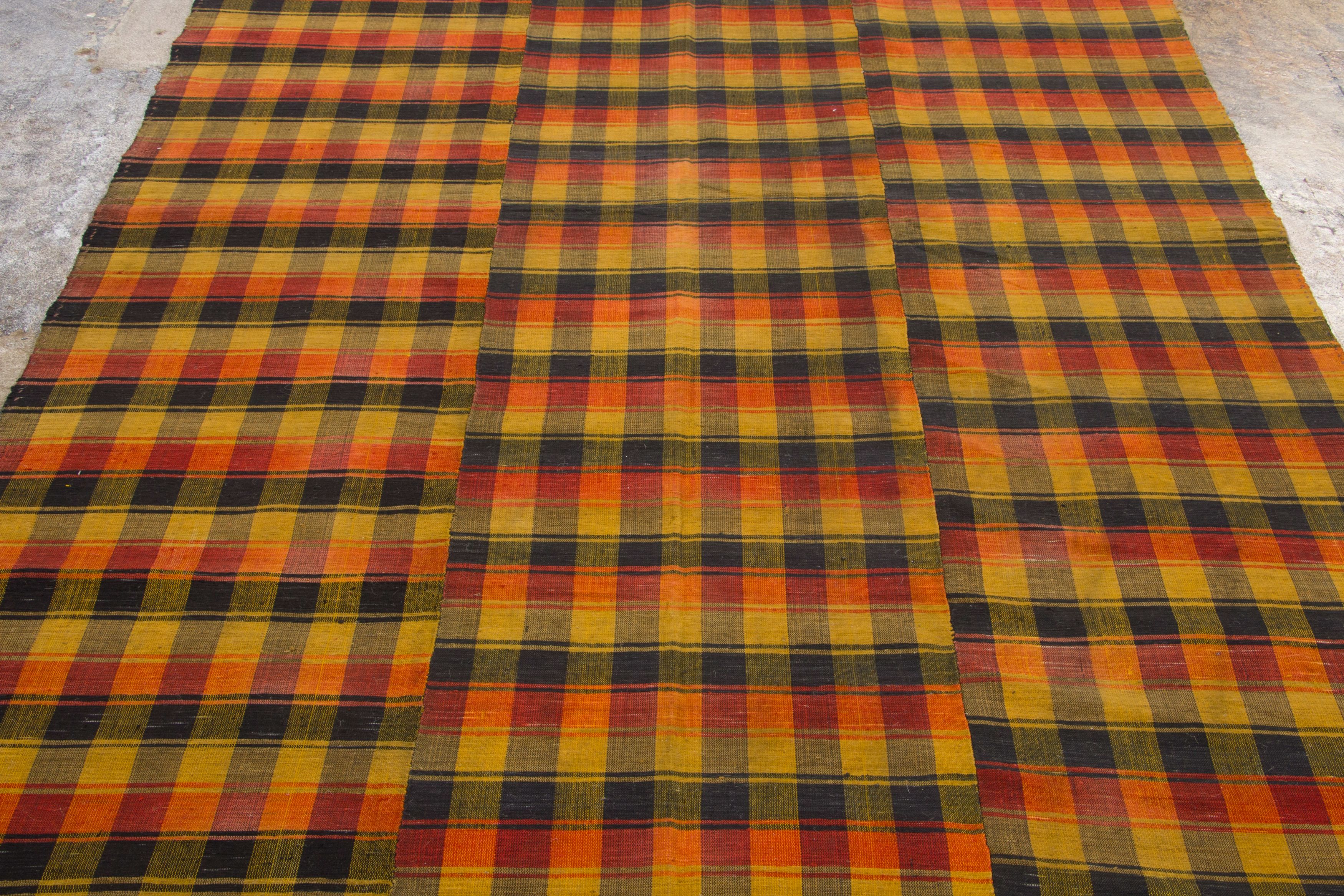 Vintage Kilim Checkered Rug
