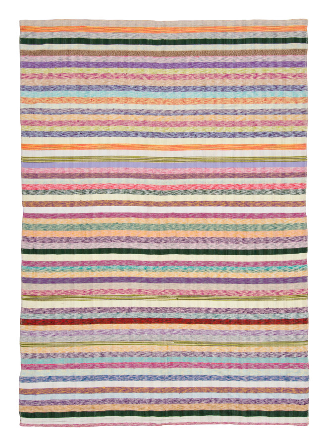 Vintage Turkish Panelled Kilim Rug with Stripes in Multicolor - Rug & Kilim